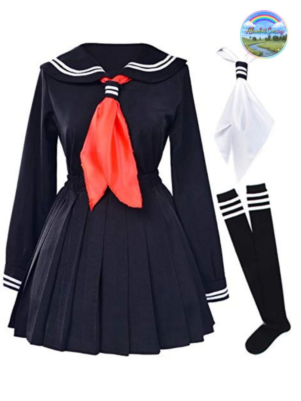 Japanese Sailor School Uniform Cosplay Costume 5-Piece Set with Socks